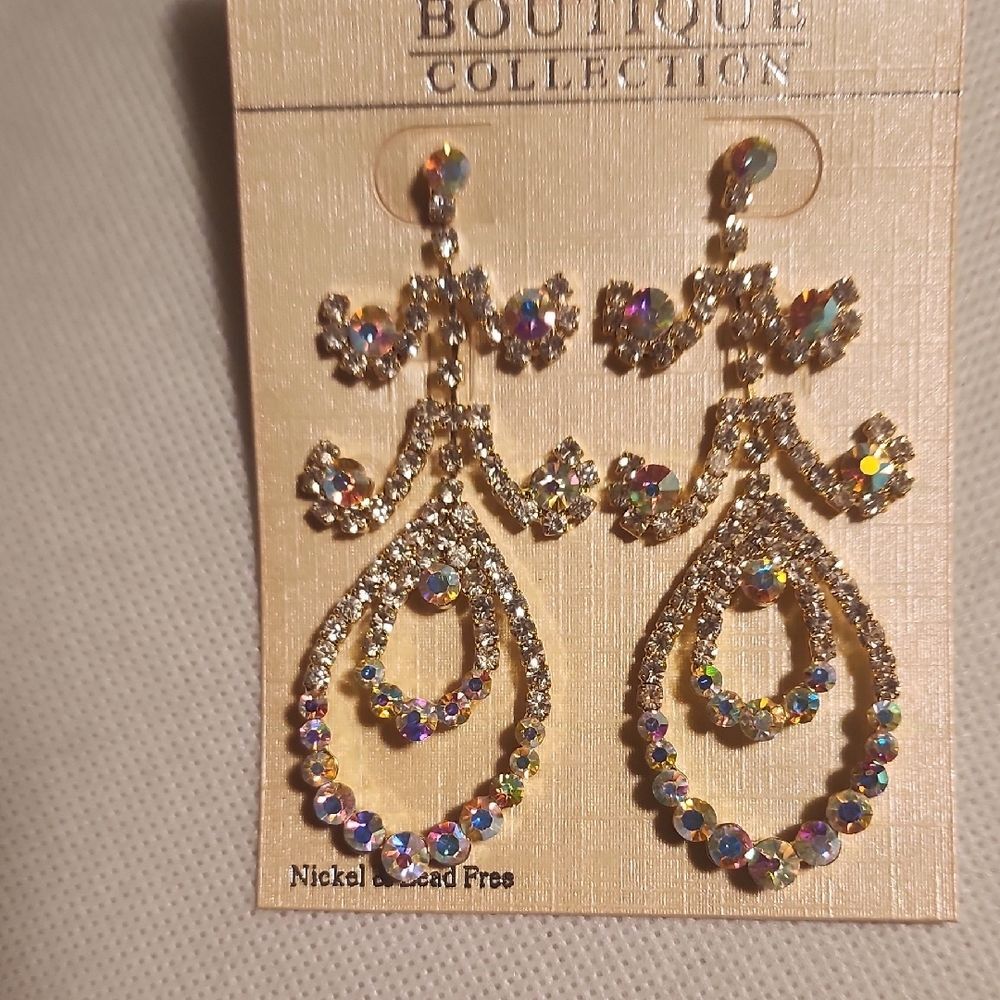 Iridescent Faux Crystal Earrings
